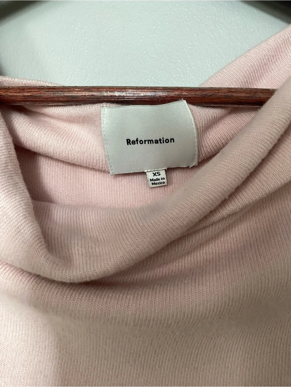 Reformation Elio Knit Top Baby Pink Cowl Neck Long-Sleeve Sweater